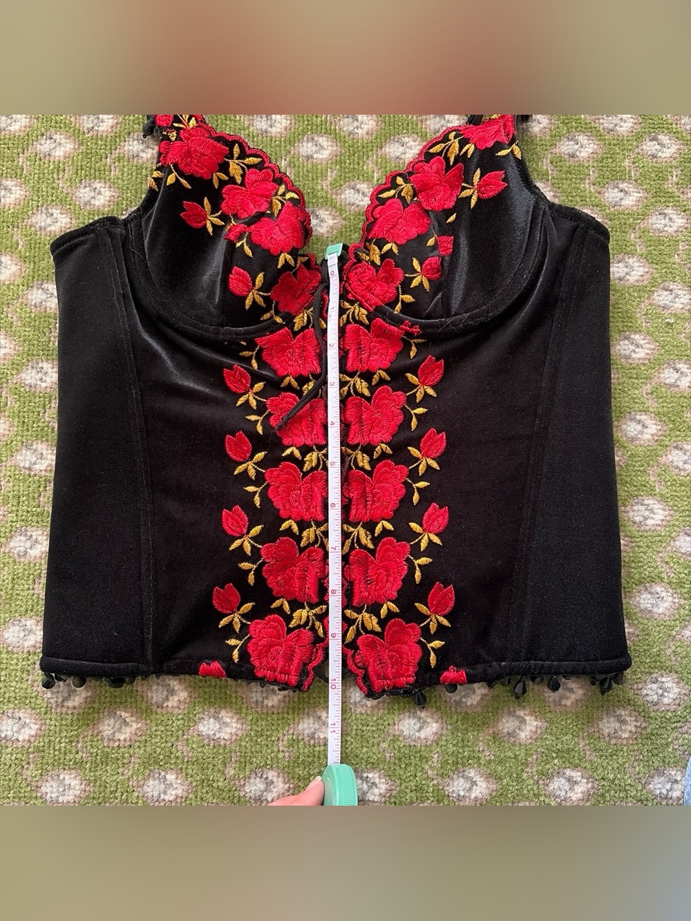 Victoria's Secret Black Bustier Camisole with Red Floral Embroidery - Picture 6 of 7